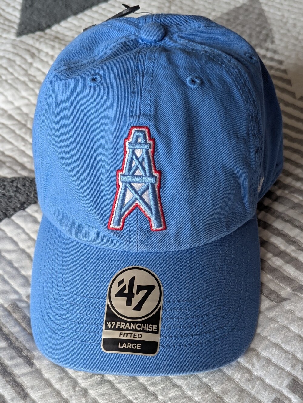 Houston Oilers Hat Cap Fitted Size XXL Blue Twill Dad Retro NFL Throwback Mens